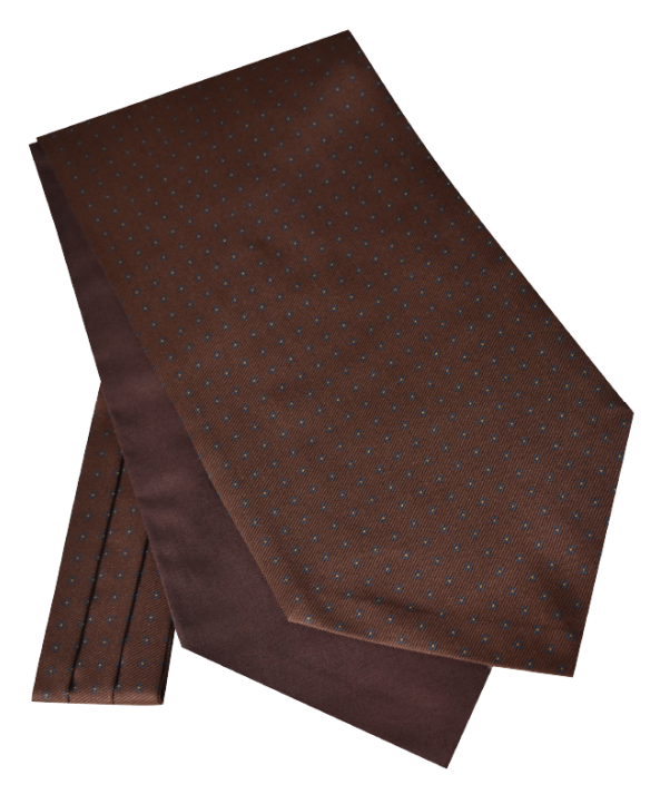 Fine Silk Neat Small Diamond Design Cravat in Brown